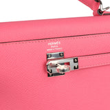 Hermes Kelly Sellier 25 Rose Azalee Epsom Palladium Hardware