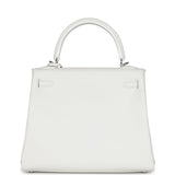 Hermes Kelly Retourne 25 New White Swift Palladium Hardware