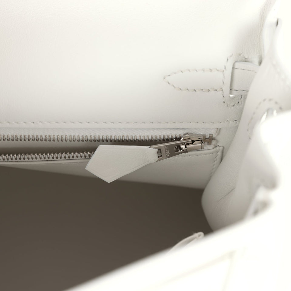 Hermes Kelly Retourne 25 New White Swift Palladium Hardware