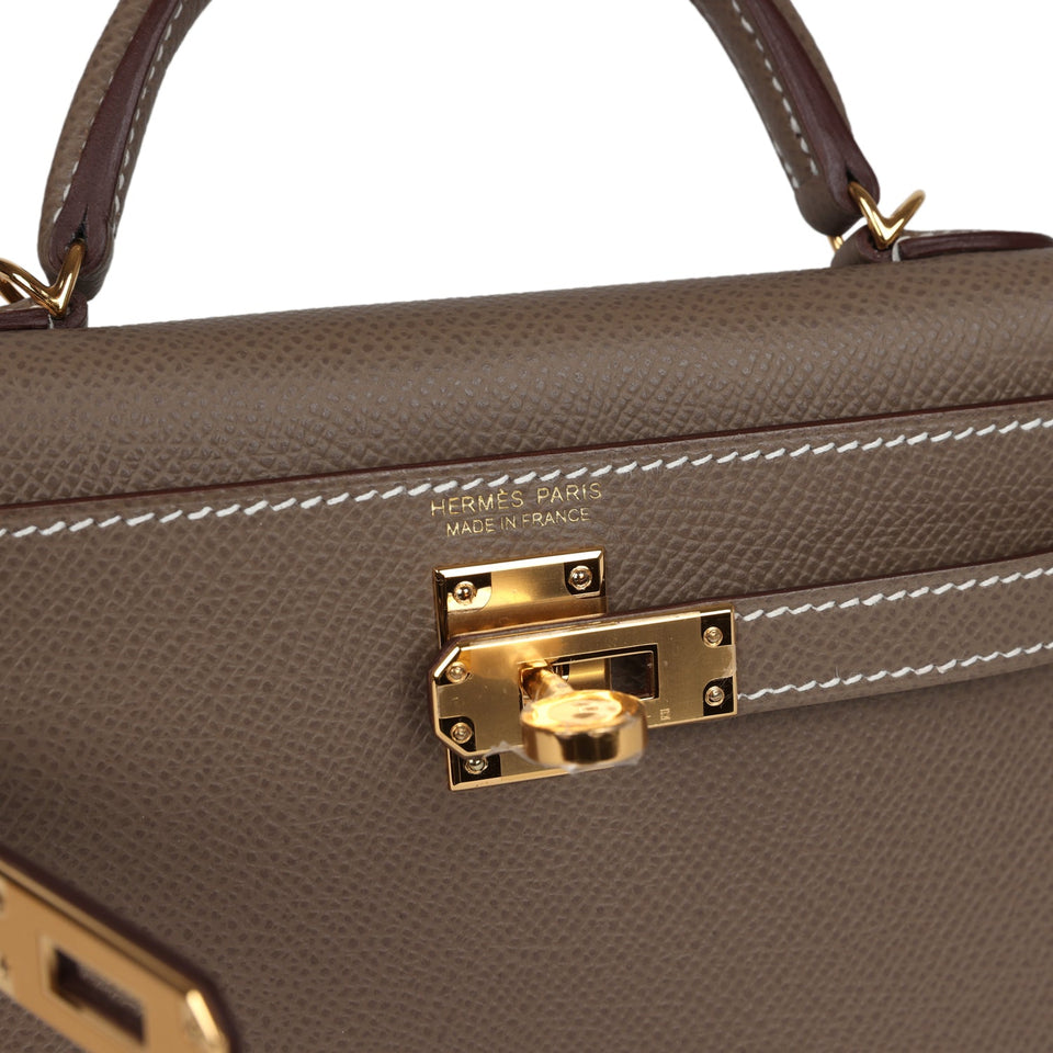 Hermes Kelly Sellier 20 Etoupe Epsom Gold Hardware