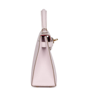 Hermes Special Order (HSS) Kelly Sellier 20 Mauve Pale Verso Chevre Mysore Permabrass Hardware
