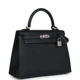Hermes Kelly Sellier 25 Black Epsom Palladium Hardware