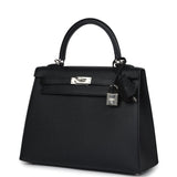 Hermes Kelly Sellier 25 Black Epsom Palladium Hardware