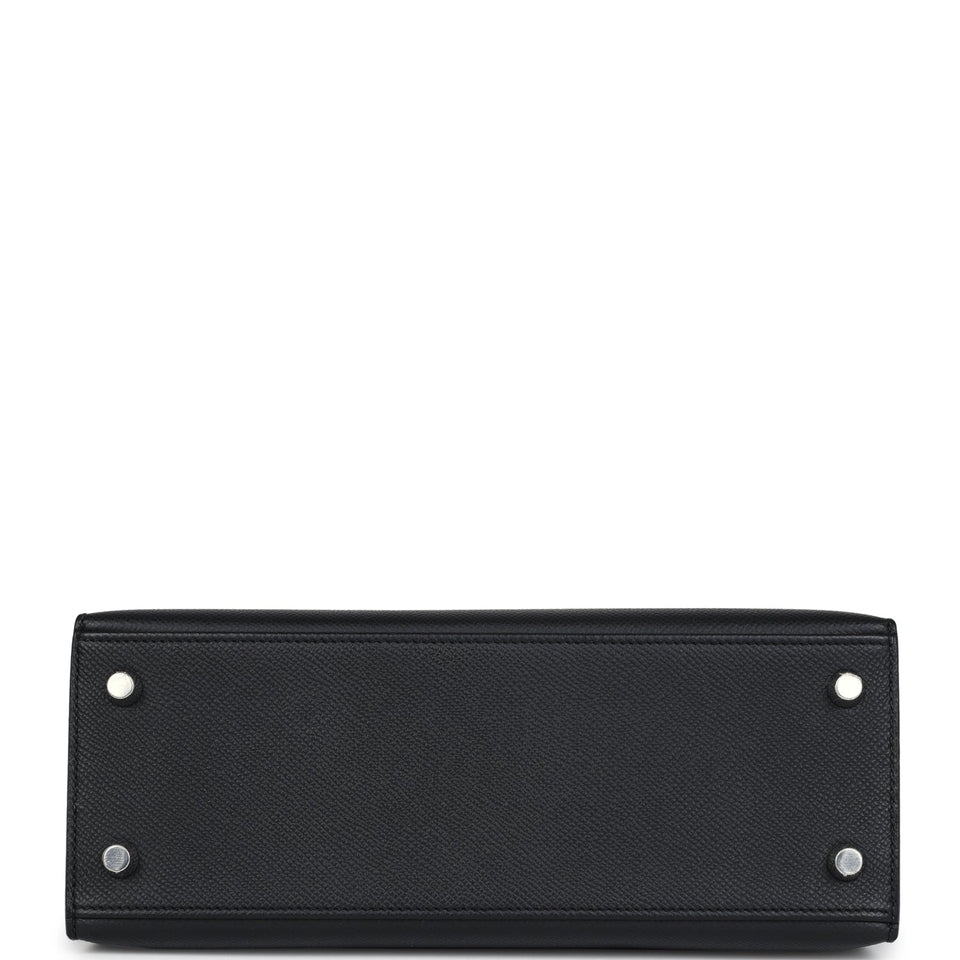 Hermes Kelly Sellier 25 Black Epsom Palladium Hardware