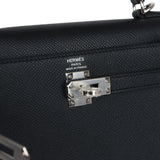 Hermes Kelly Sellier 25 Black Epsom Palladium Hardware