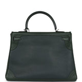 Hermes Ghillies Kelly 35 Retourne Vert Fonce Clemence and Vert Anglais Evercolor Palladium Hardware