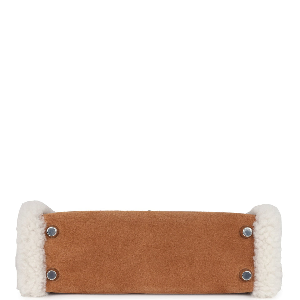 Hermes Teddy Kelly 20 Chamois Shearling and Swift Palladium Hardware