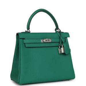 Hermes Kelly Retourne 25 Vert Vertigo Togo Palladium Hardware