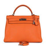 Hermes Kelly Retourne 32 Orange Togo Palladium Hardware
