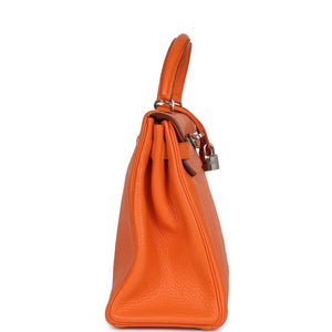 Hermes Kelly Retourne 32 Orange Togo Palladium Hardware