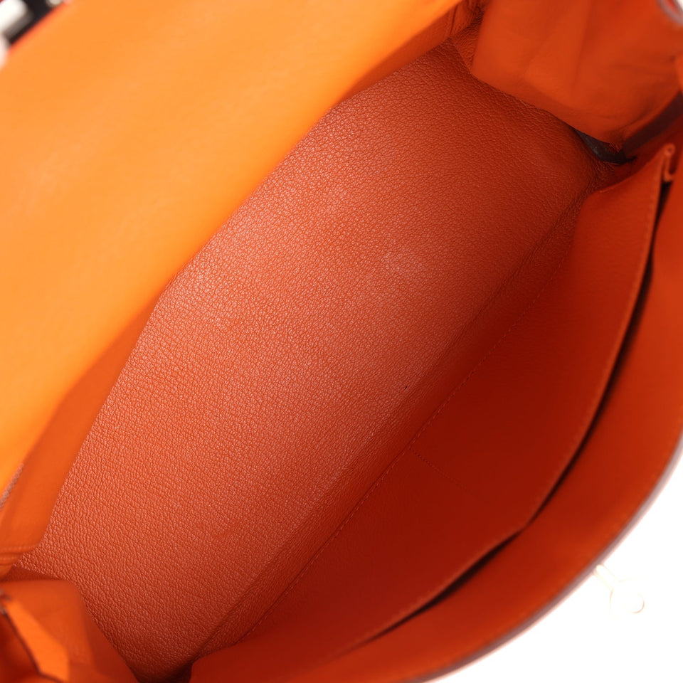 Hermes Kelly Retourne 32 Orange Togo Palladium Hardware
