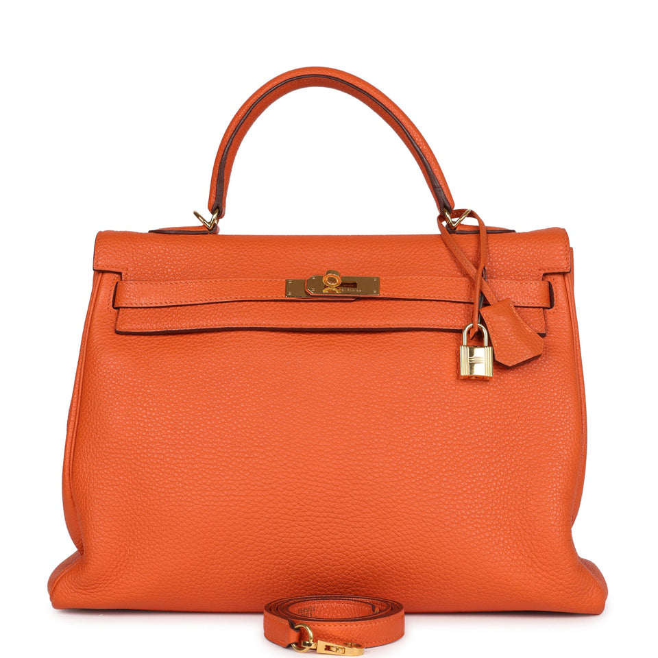 Hermes Kelly Retourne 35 Orange Togo Gold Hardware