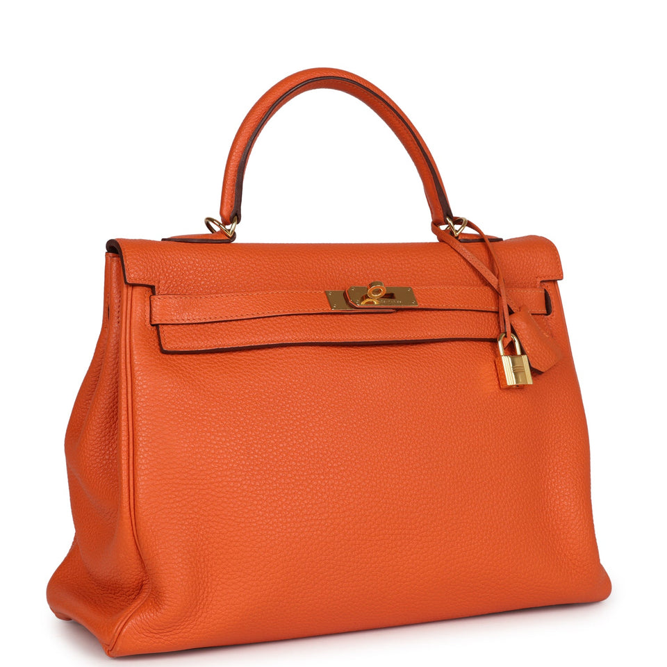 Hermes Kelly Retourne 35 Orange Togo Gold Hardware