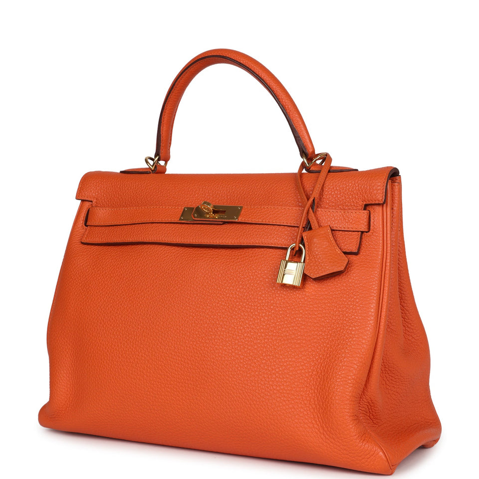 Hermes Kelly Retourne 35 Orange Togo Gold Hardware