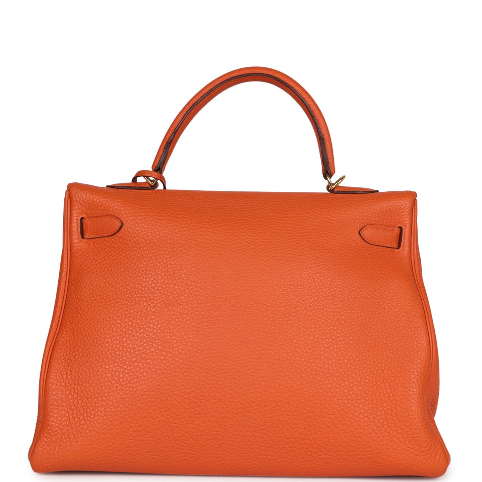 Hermes Kelly Retourne 35 Orange Togo Gold Hardware