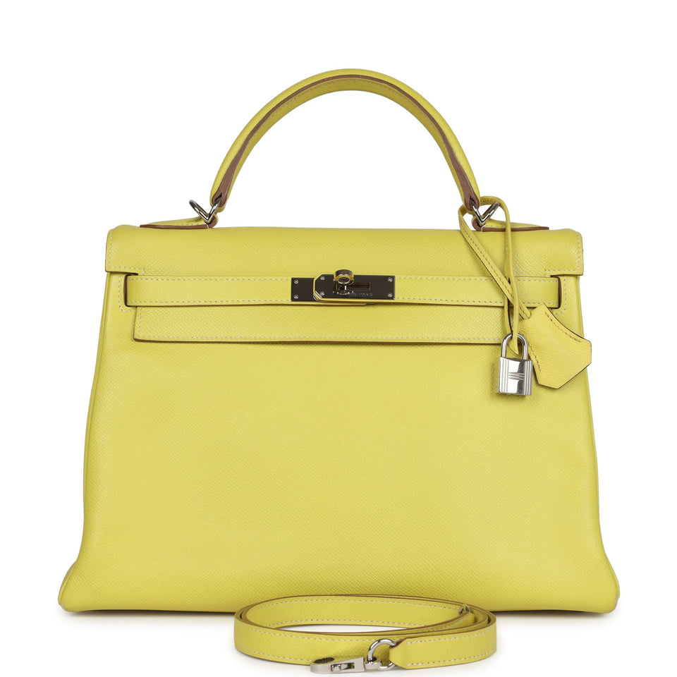 Hermes Kelly Retourne 32 Lime Candy Epsom Palladium Hardware