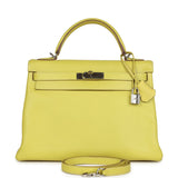 Hermes Kelly Retourne 32 Lime Candy Epsom Palladium Hardware