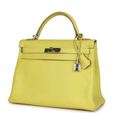 Hermes Kelly Retourne 32 Lime Candy Epsom Palladium Hardware