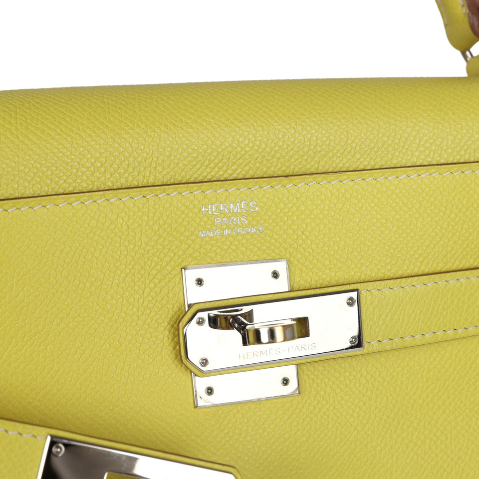 Hermes Kelly Retourne 32 Lime Candy Epsom Palladium Hardware