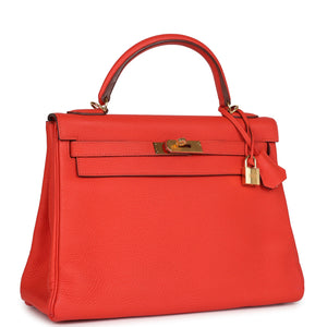 Hermes Kelly Retourne 32 Capucine Togo Gold Hardware