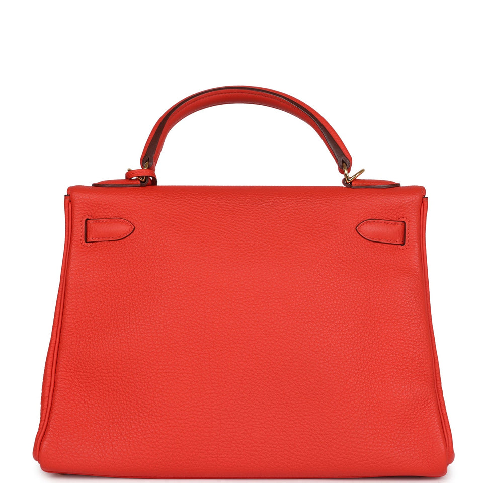 Hermes Kelly Retourne 32 Capucine Togo Gold Hardware