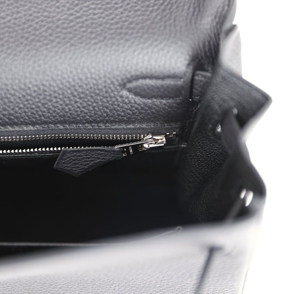 Hermes Kelly Retourne 25 Black Togo Palladium Hardware