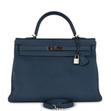 Hermes Kelly Retourne 35 Bleu De Prusse Togo Palladium Hardware