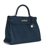 Hermes Kelly Retourne 35 Bleu De Prusse Togo Palladium Hardware