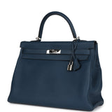Hermes Kelly Retourne 35 Bleu De Prusse Togo Palladium Hardware