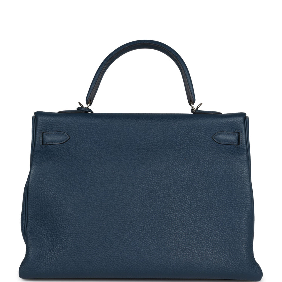 Hermes Kelly Retourne 35 Bleu De Prusse Togo Palladium Hardware