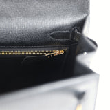 Hermes Kelly Sellier 25 Black Chevre Mysore Gold Hardware