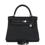 Hermes Kelly Retourne 28 Black Togo Palladium Hardware