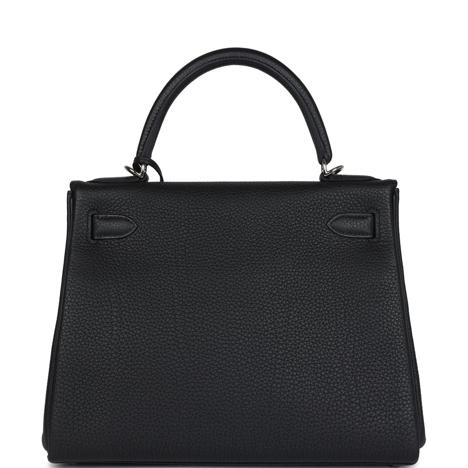 Hermes Kelly Retourne 28 Black Togo Palladium Hardware