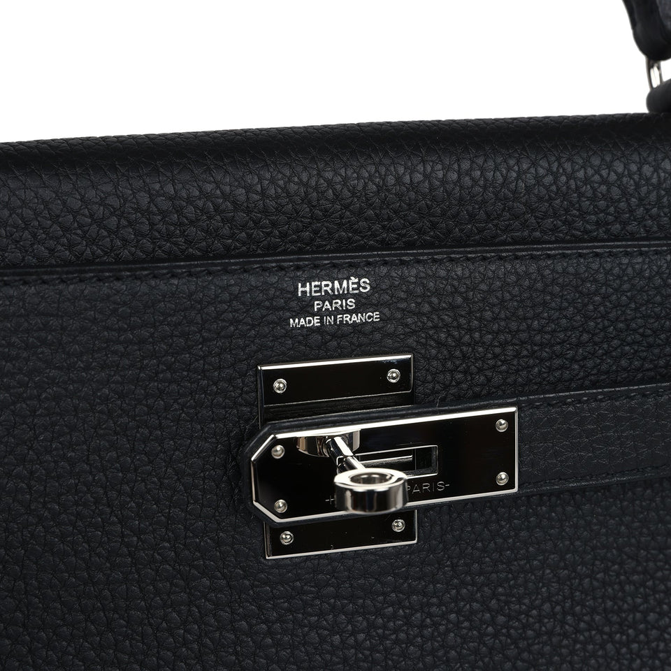 Hermes Kelly Retourne 28 Black Togo Palladium Hardware