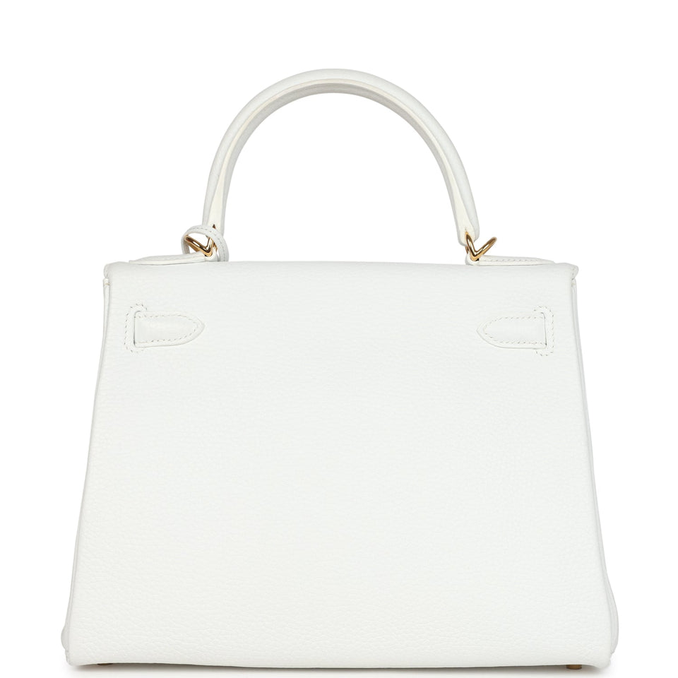 Hermes Kelly Retourne 28 White Clemence Gold Hardware