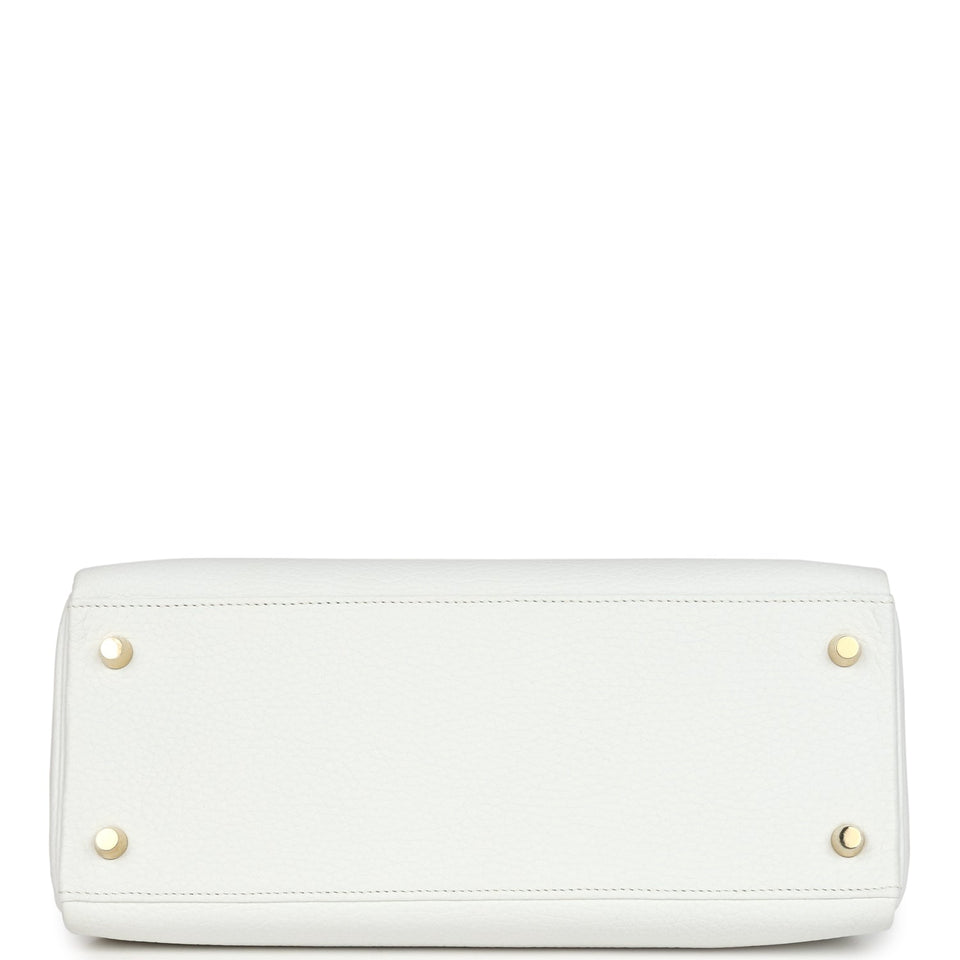 Hermes Kelly Retourne 28 White Clemence Gold Hardware