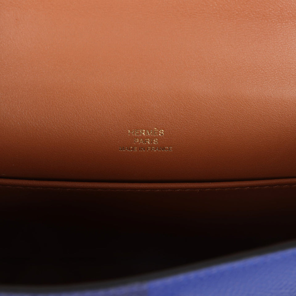 Hermes Casaque Kelly Sellier 20 Bleu Electric and Bleu Encre Epsom Gold Hardware