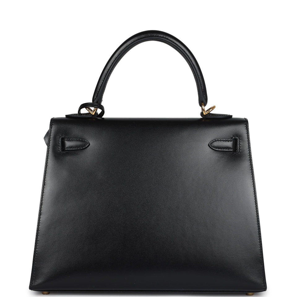Hermes Kelly Sellier 25 Black Box Gold Hardware