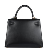Hermes Kelly Sellier 25 Black Box Gold Hardware