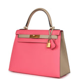 Hermes Special Order (HSS) Kelly Sellier 28 Rose Azalee and Trench Epsom Epsom Brushed Gold Hardware