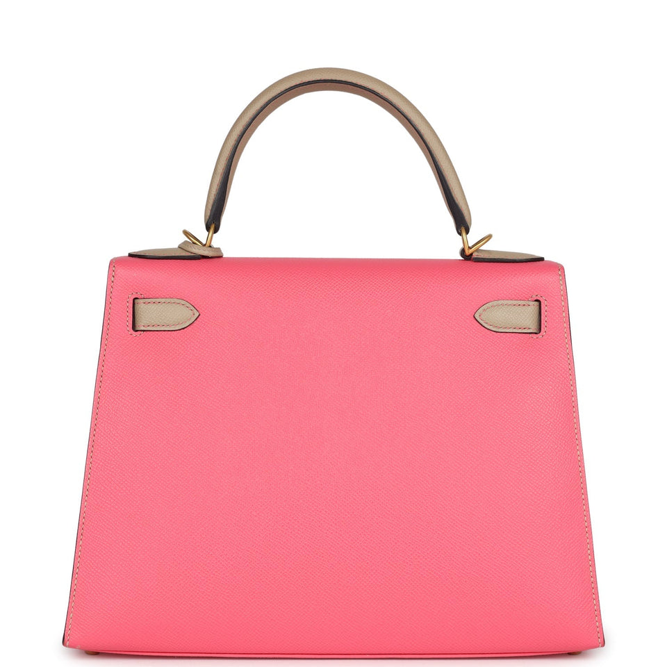 Hermes Special Order (HSS) Kelly Sellier 28 Rose Azalee and Trench Epsom Epsom Brushed Gold Hardware