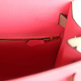 Hermes Special Order (HSS) Kelly Sellier 28 Rose Azalee and Trench Epsom Epsom Brushed Gold Hardware