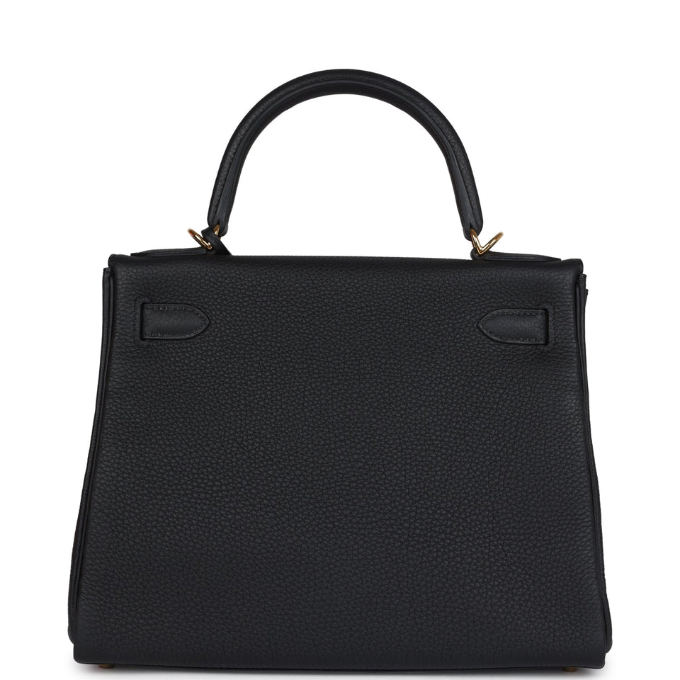 Hermes Kelly Retourne 28 Black Togo Gold Hardware