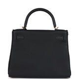Hermes Kelly Retourne 28 Black Togo Gold Hardware
