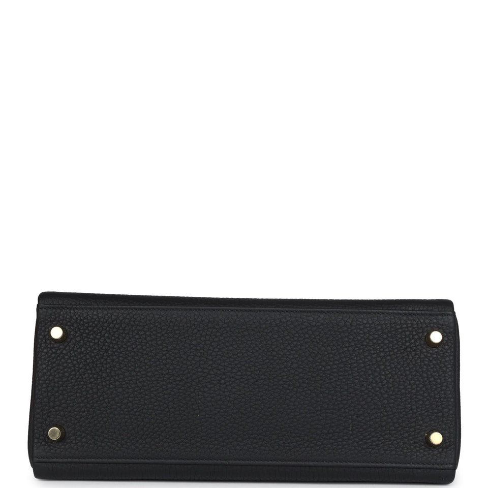 Hermes Kelly Retourne 28 Black Togo Gold Hardware