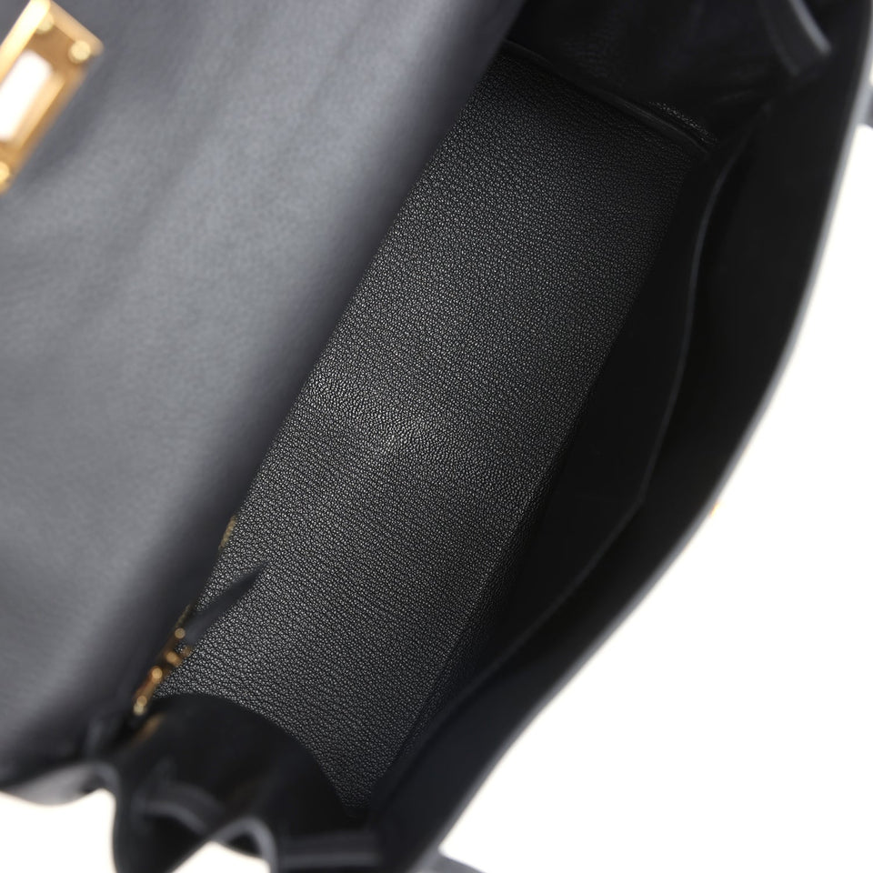 Hermes Kelly Retourne 28 Black Togo Gold Hardware