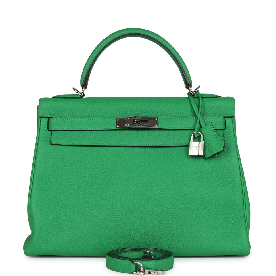 Hermes Kelly Retourne 32 Bambou Togo Palladium Hardware