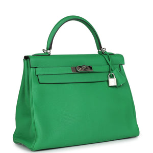 Hermes Kelly Retourne 32 Bambou Togo Palladium Hardware