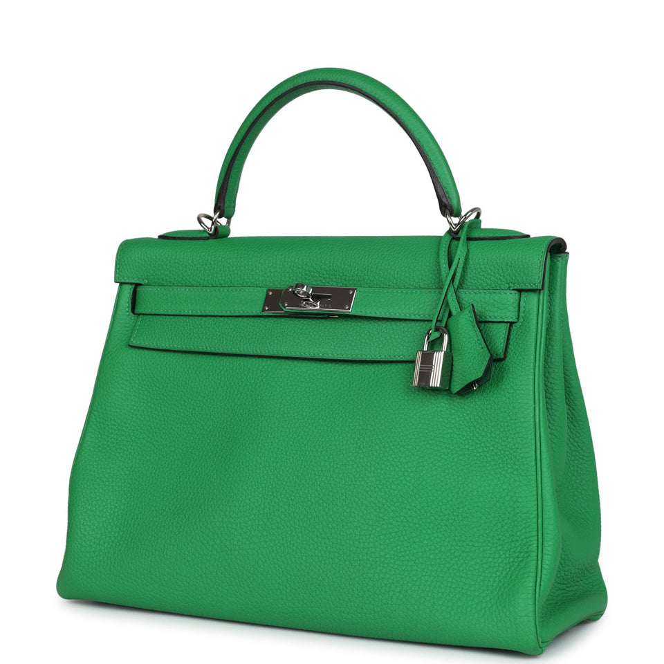 Hermes Kelly Retourne 32 Bambou Togo Palladium Hardware