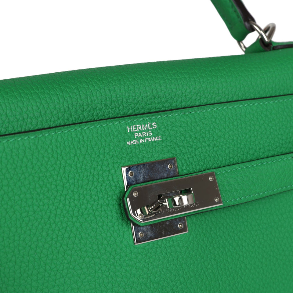 Hermes Kelly Retourne 32 Bambou Togo Palladium Hardware